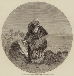 Muschelsammler an der französischen Küste